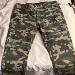 Green camouflage true religion jeans ins the style Jennie mid rise